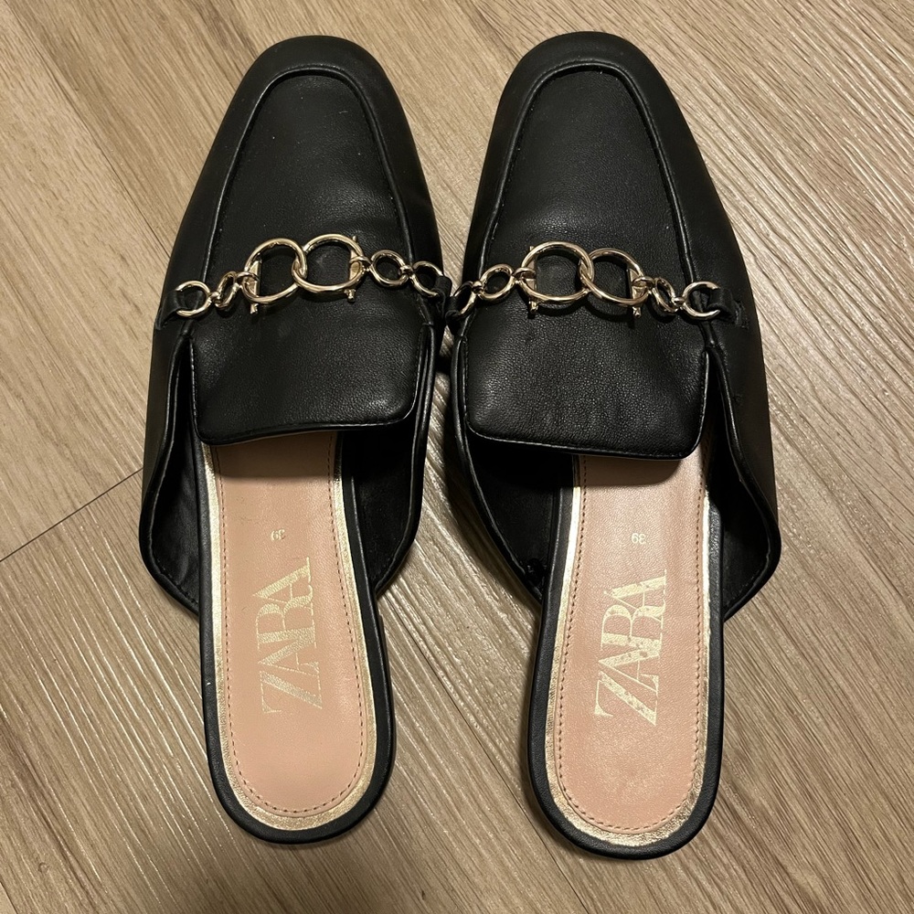 Zara Black Mule Open Back Sandals | US Size 7